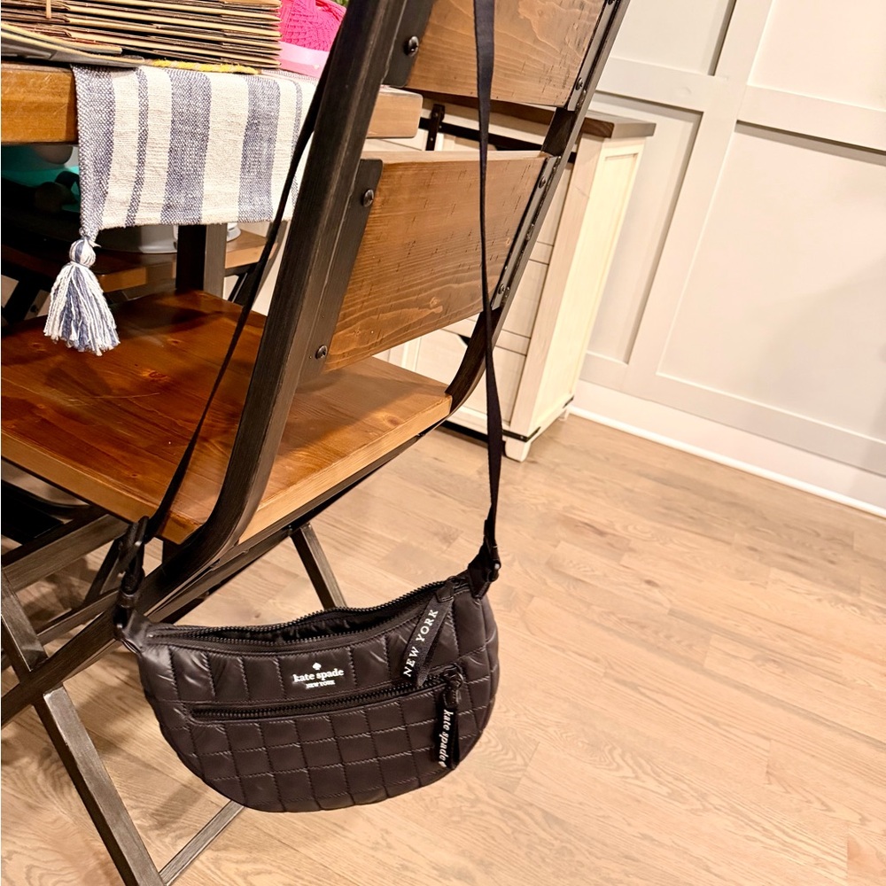 kate spade Black Quilted Crossbody Belt Bag with Zipper Detail - Picture 3 of 3